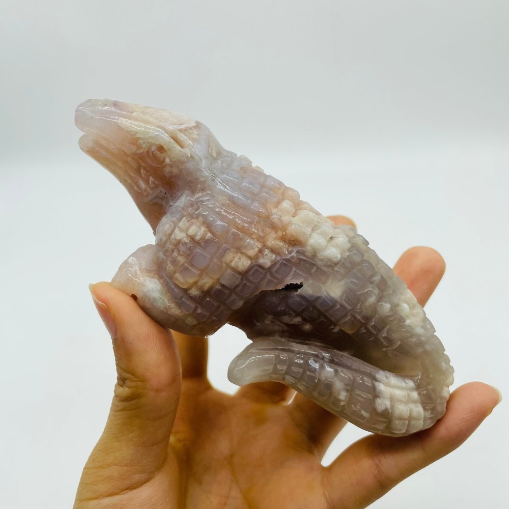 Sakura Flower Agate Crocodile Carving -Wholesale Crystals