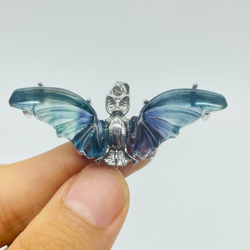 Fluorite Bat Carving Pendant Halloween Stone Bat Wholesale -Wholesale Crystals