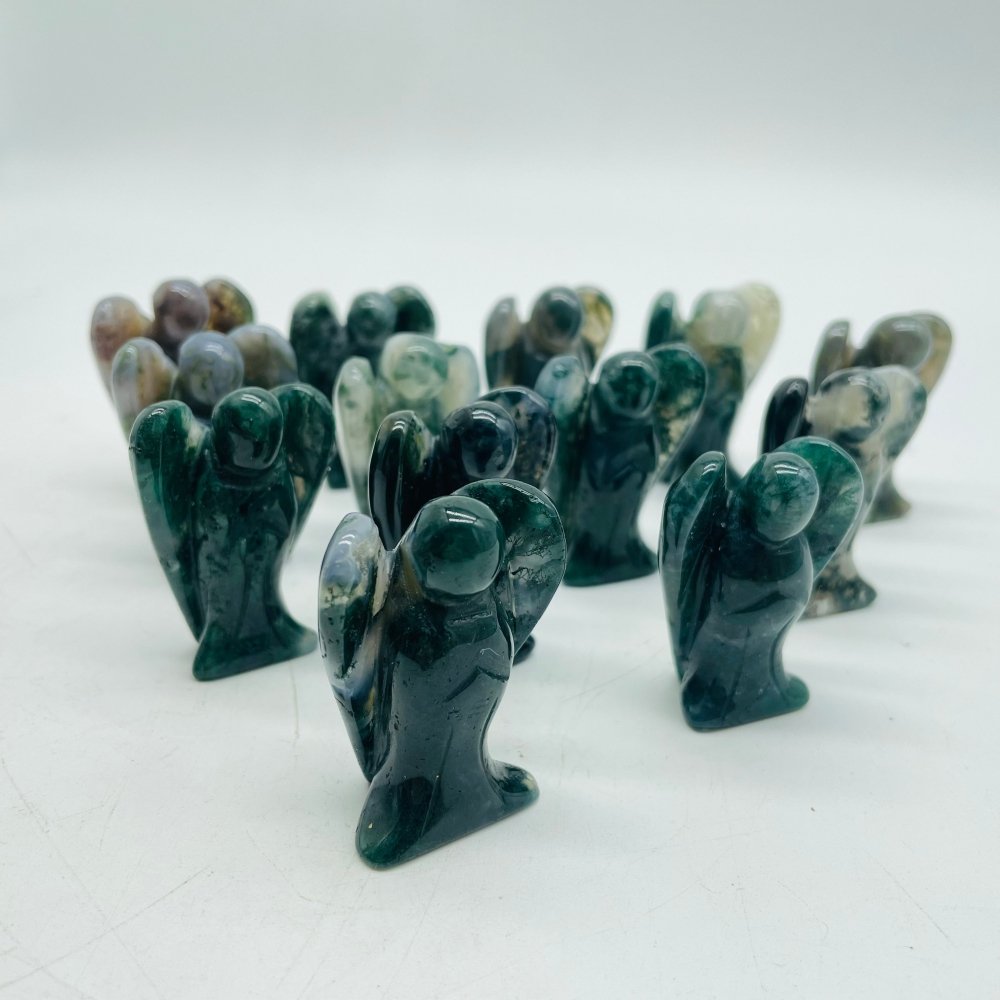 Green Moss Agate Angel Carving Wholesale -Wholesale Crystals