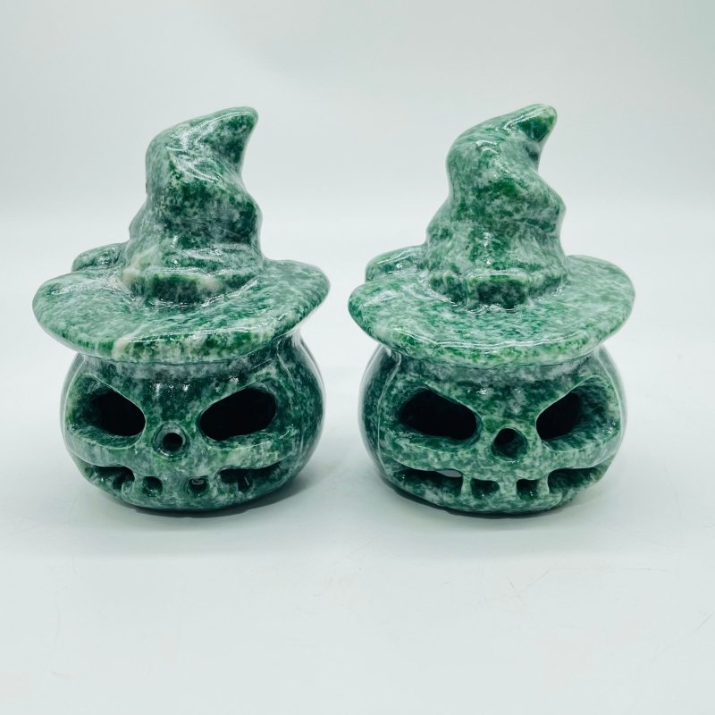 Halloween Pumpkin Wizard Hollow Carving Wholesale Yooperlite Larvikite Tree Agate -Wholesale Crystals