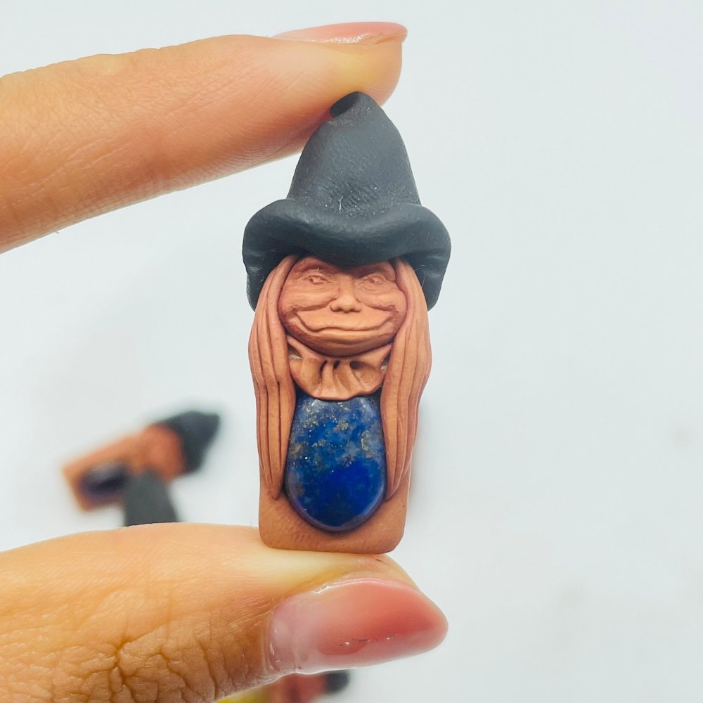 Handmade Clay Witch Pendant Wholesale Labradorite Amethyst Agate -Wholesale Crystals