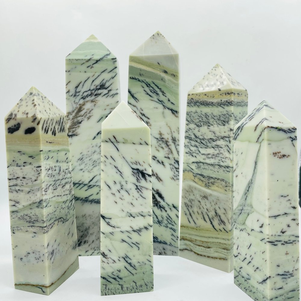 Large Dendritic Sage Jasper Tree Stone Four-Sided Tower Point Wholesale -Wholesale Crystals