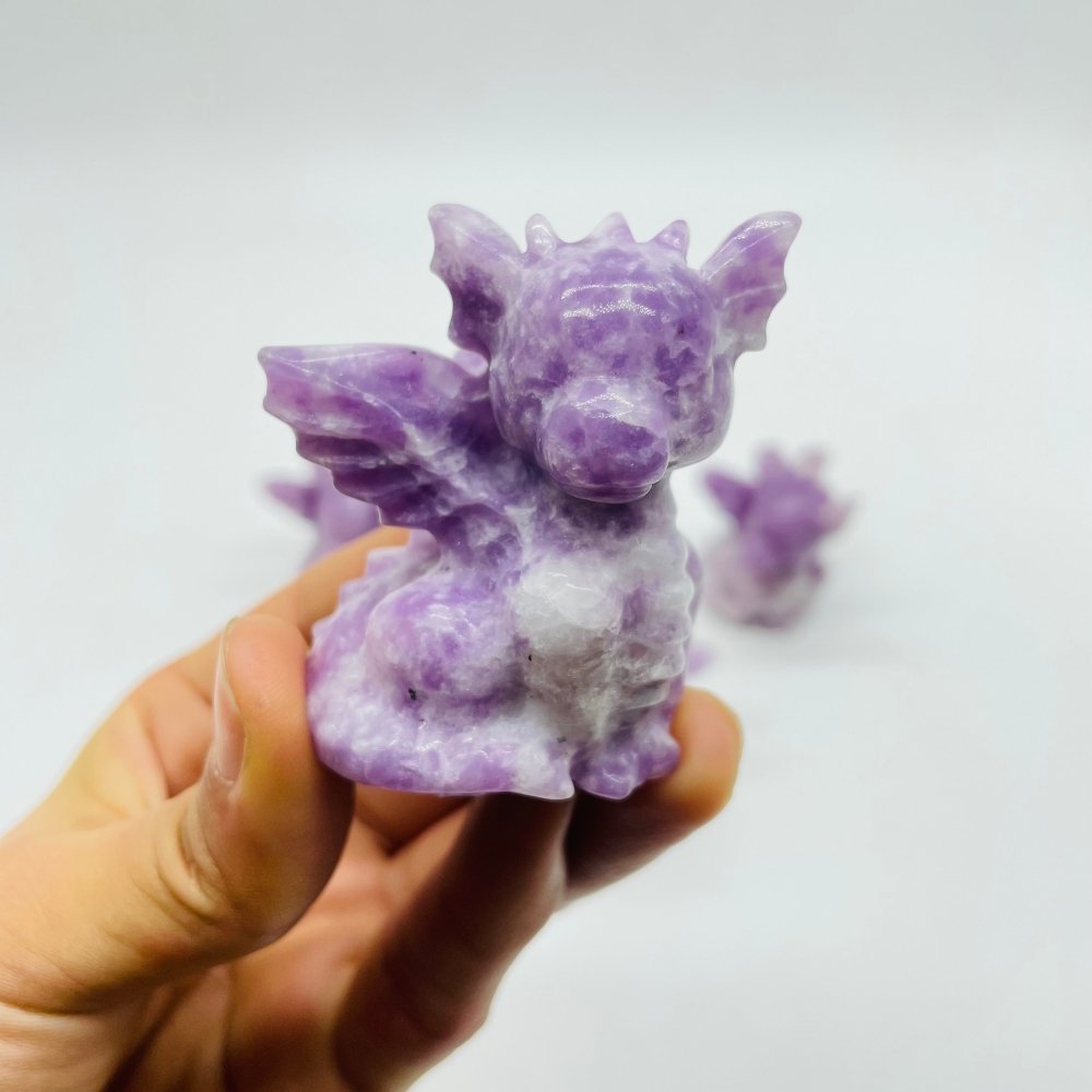 Lepidolite Garden Baby Dragon Carving Sculpture Wholesale -Wholesale Crystals