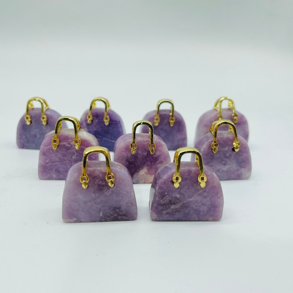 Lepidolite & Moss Agate Handbag Carving Wholesale -Wholesale Crystals