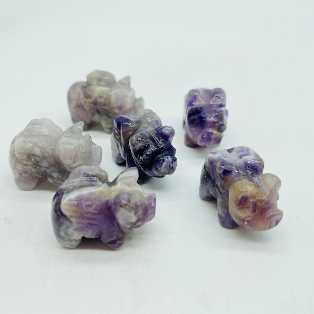 Mini Flying Pig Carving Animal Clear Quartz&Moss Agate Wholesale -Wholesale Crystals