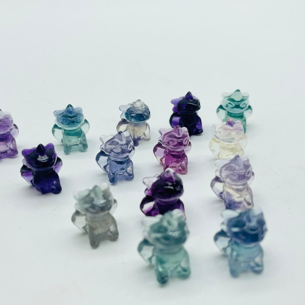 Mini Rainbow Fluorite Toothless Dragon Carving Crystals Wholesale -Wholesale Crystals