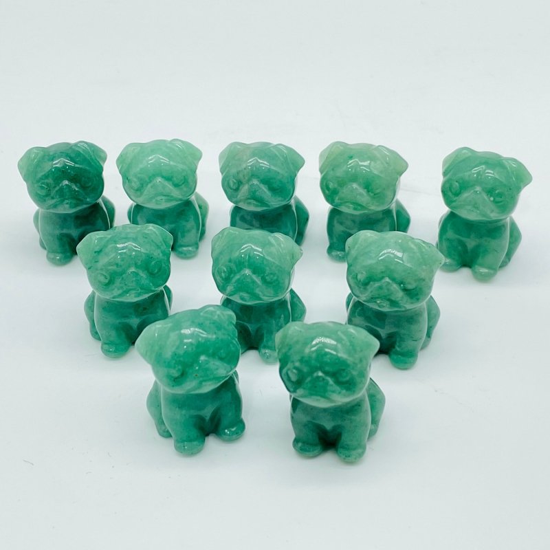 Natural Green Aventurine Pug Dog Carving Wholesale - Wholesale Crystals