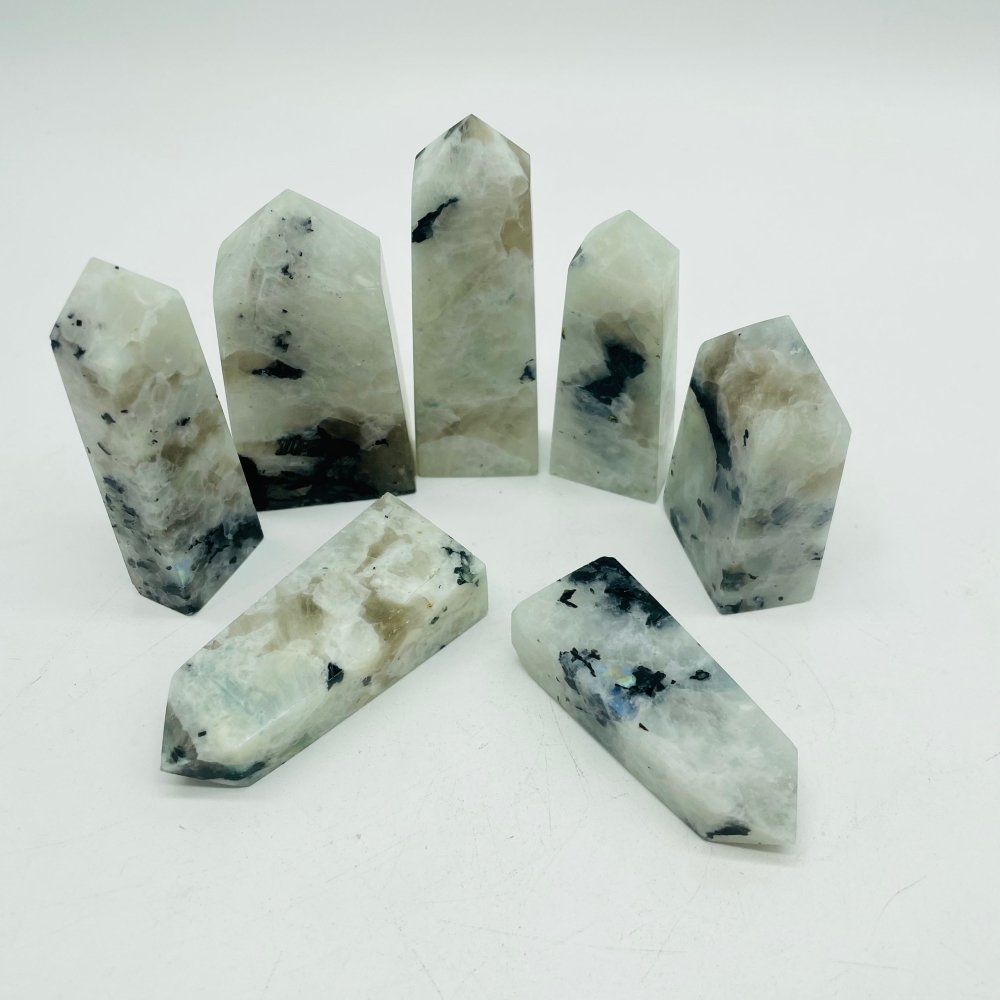 Natural Rainbow Moonstone Four-Sided Tower Points Wholesale -Wholesale Crystals
