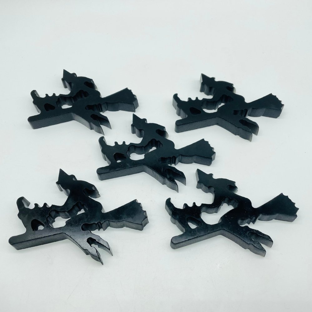 Obsidian Witch Riding A Broom Carving Wholesale -Wholesale Crystals
