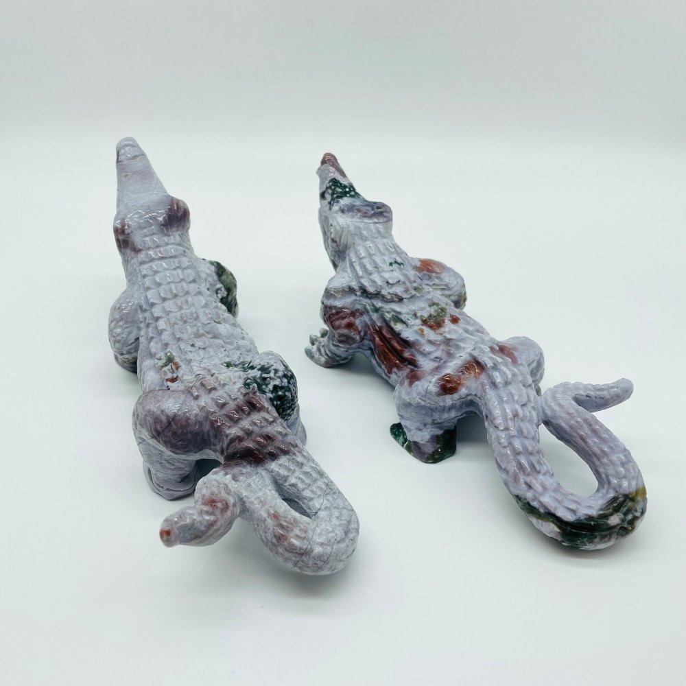 2 Pieces Ocean Jasper Crocodile Carving -Wholesale Crystals
