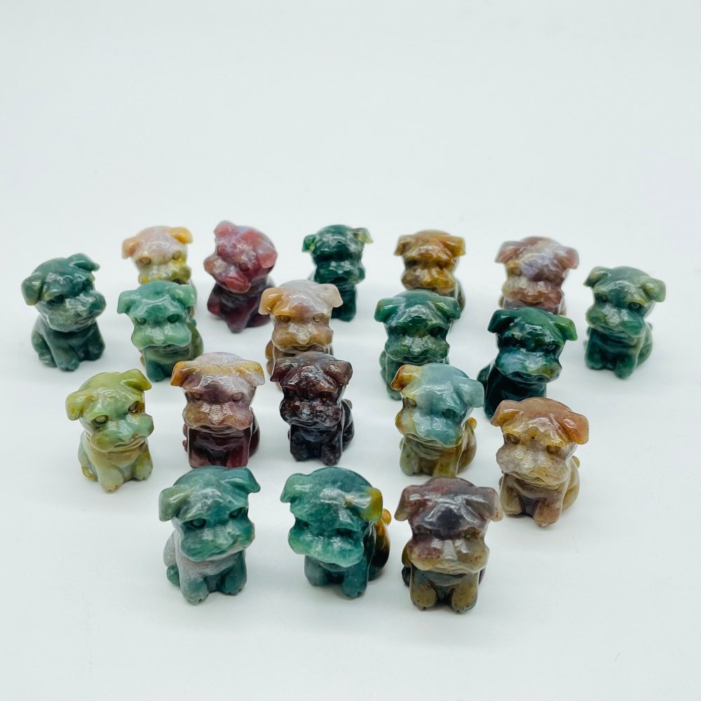 Ocean Jasper Schnauzer Dog Carving Animal Wholesale -Wholesale Crystals