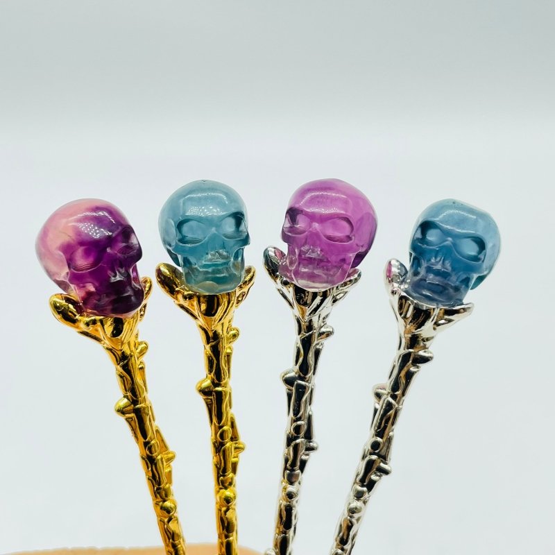 Rainbow Fluorite Skull Coffee Spoon Carving Wholesale -Wholesale Crystals