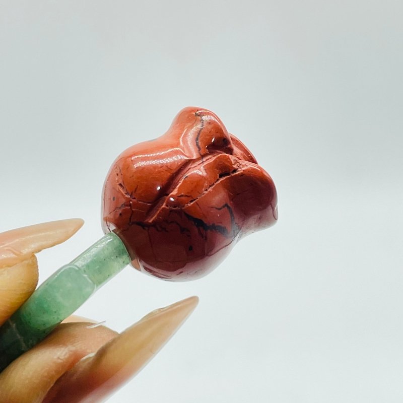 Red Jasper Green Aventurine Flower Carving Wholesale - Wholesale Crystals