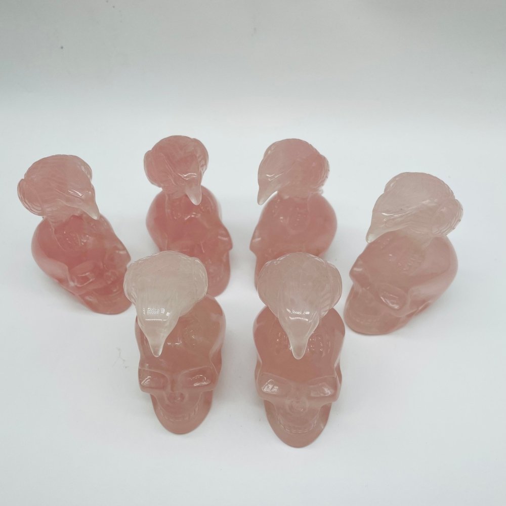 Rose Quartz Eagle Bird Skull Carving Wholesale -Wholesale Crystals