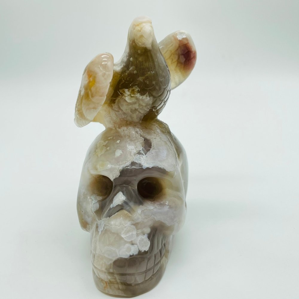 Sakura Flower Agate Eagle Skull Carving -Wholesale Crystals