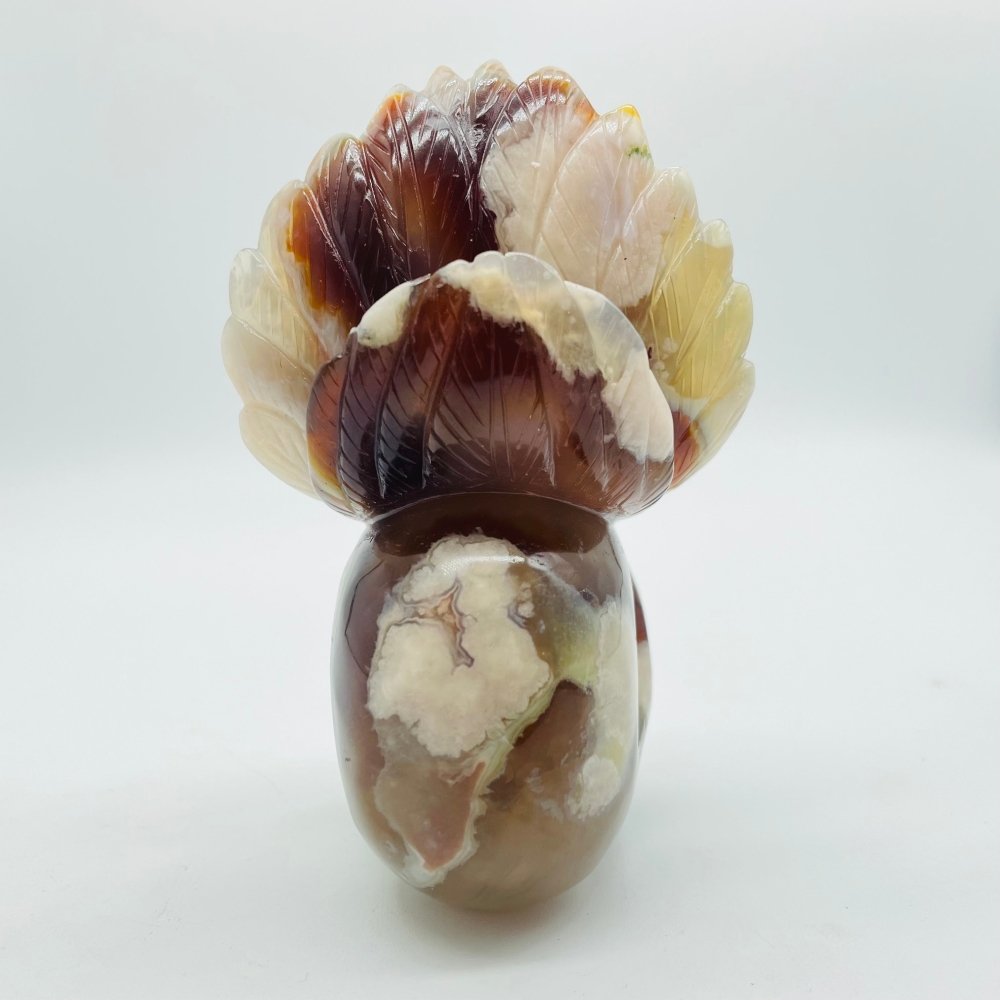 Sakura Flower Agate Maya Feather Skull Carving -Wholesale Crystals