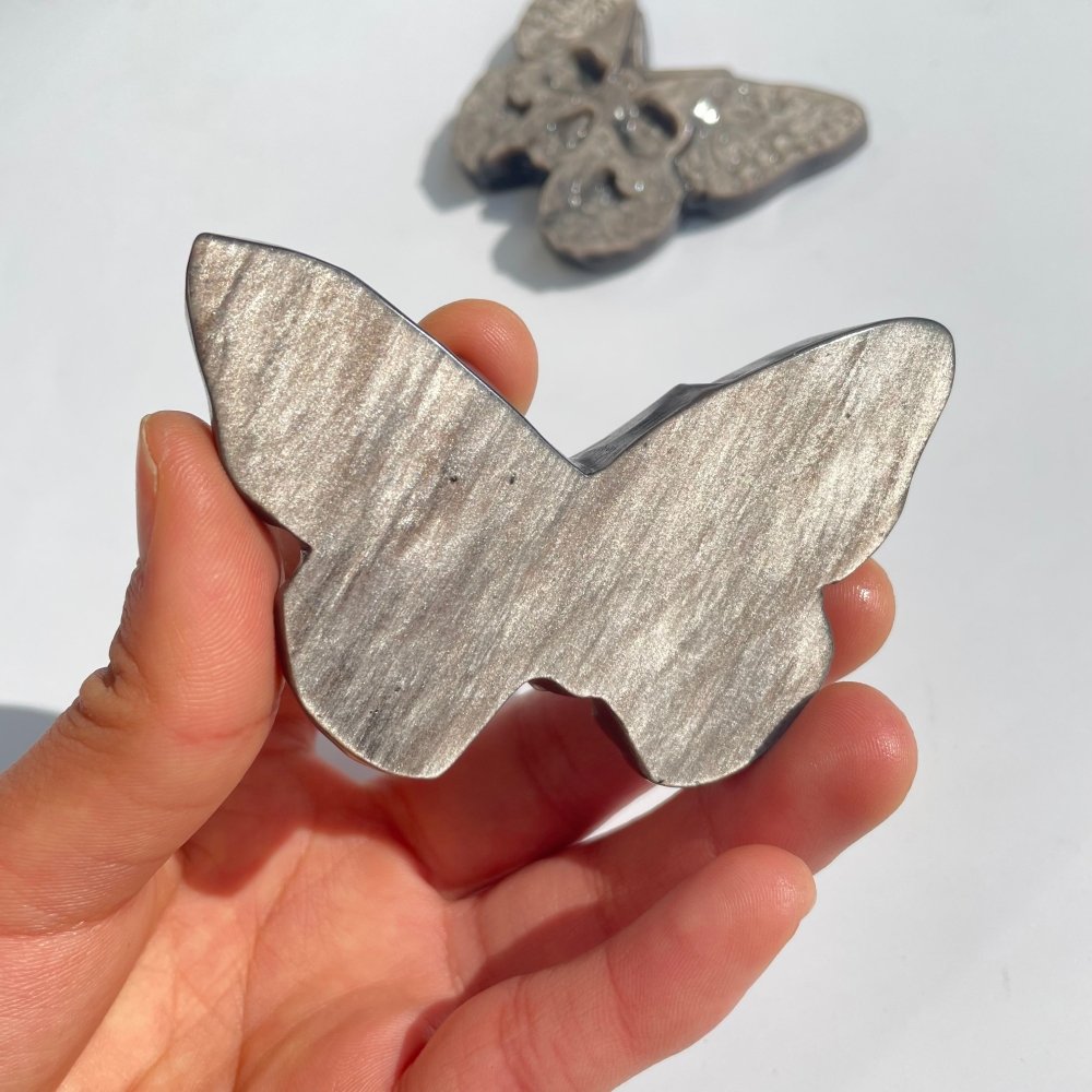 Silver Sheen Obsidian Butterfly Skull Carving Wholesale -Wholesale Crystals