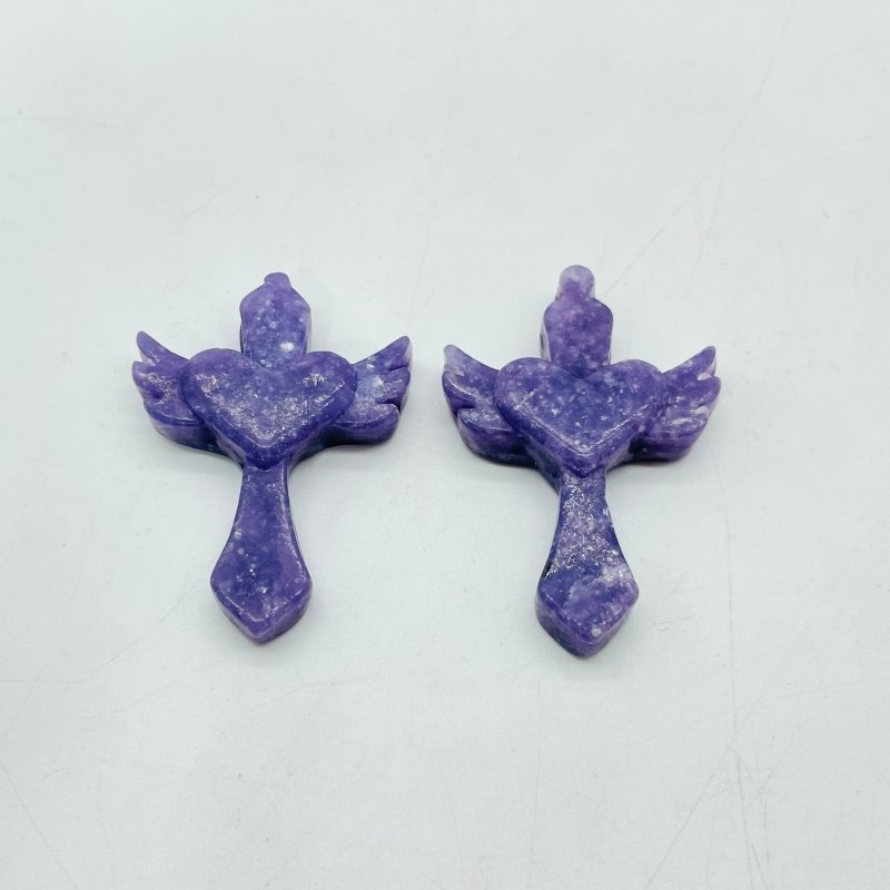 Sword With Wings Heart Shaped Stone Carving Wholesale Aventurine Lepidolite -Wholesale Crystals