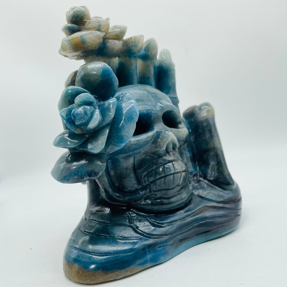 Trolleite Stone Skull Flower Head Carving -Wholesale Crystals