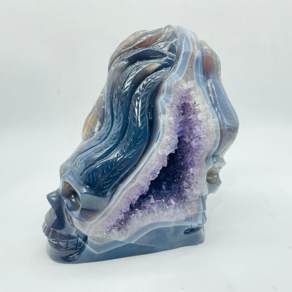 Unique Amethyst Agate Druzy Skull Carving -Wholesale Crystals