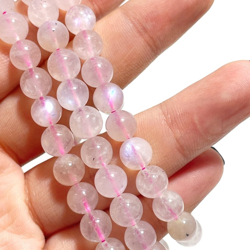 0.31in(8mm) Pink Moonstone Bracelet Wholesale - Wholesale Crystals