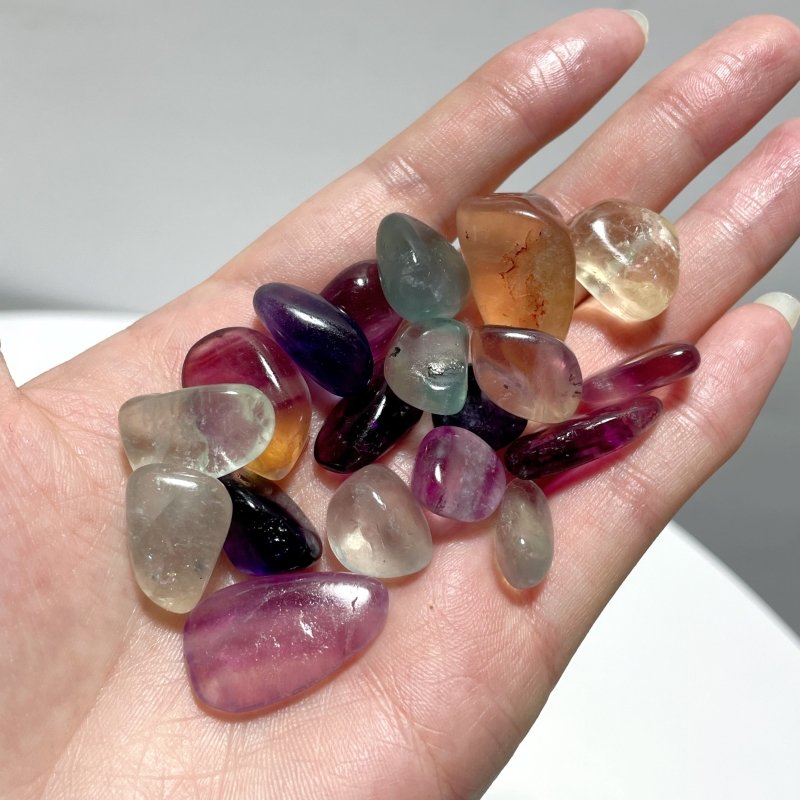 0.4 - 1.1in Small Rainbow Fluorite Tumbled Wholesale - Wholesale Crystals