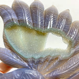 Beautiful Geode Druzy Agate Nine-tailed Fox Carving #7