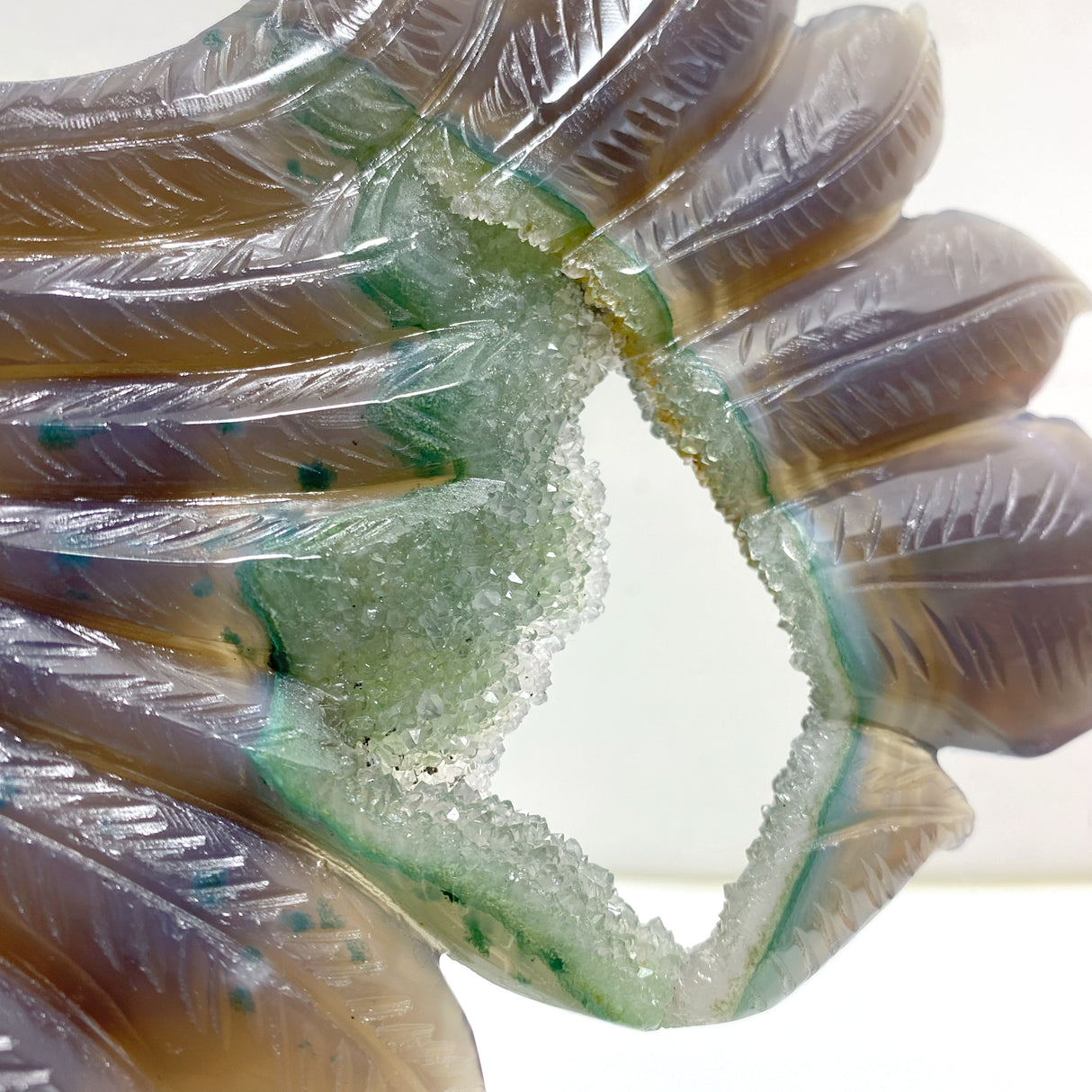 Beautiful Geode Druzy Agate Nine-tailed Fox Carving #9