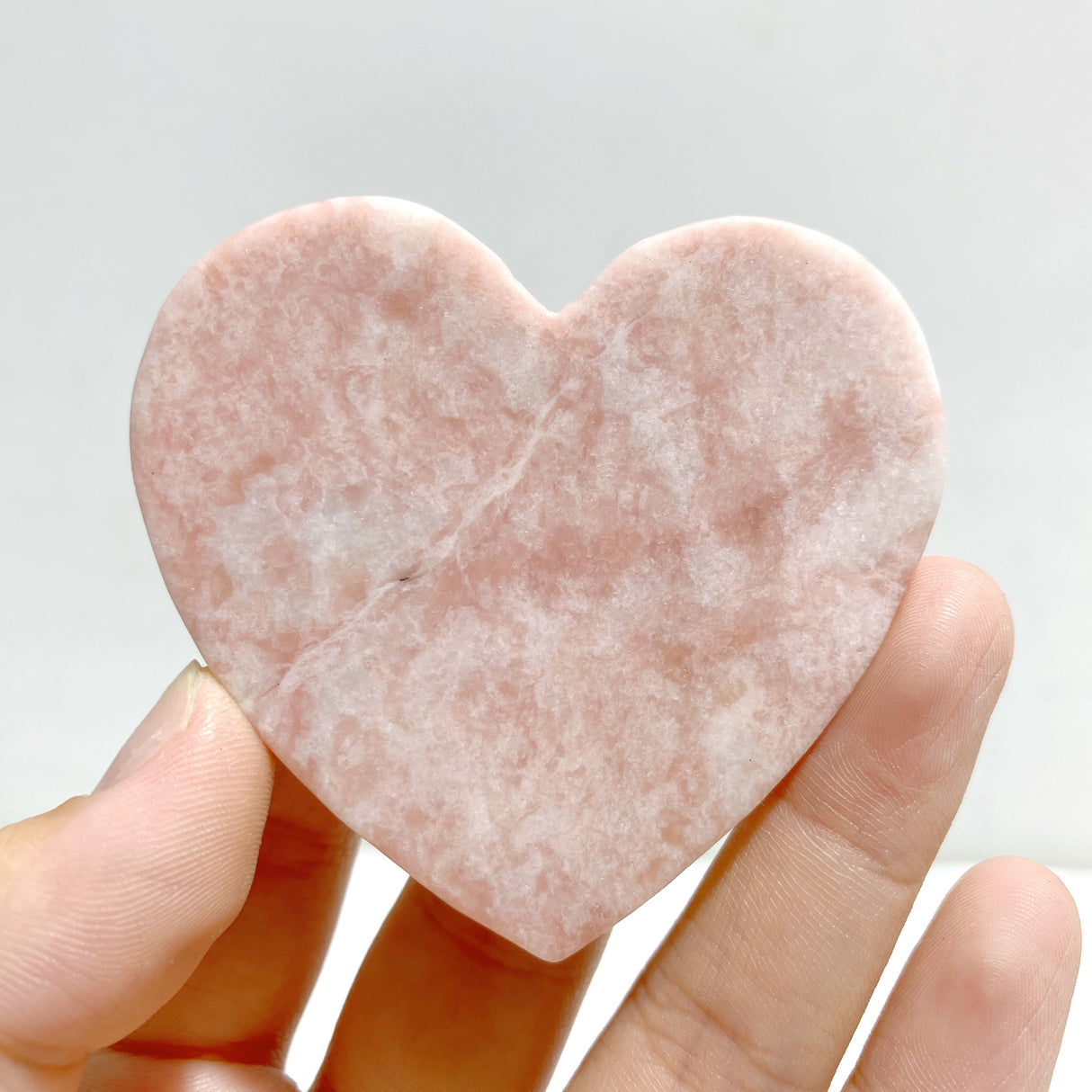Pink Opal Heart Wing Carving With Stand