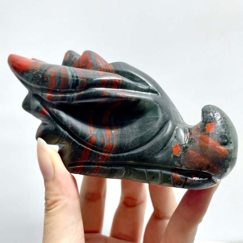 10 Pieces Africa Blood Stone Dragon Head Carving - Wholesale Crystals