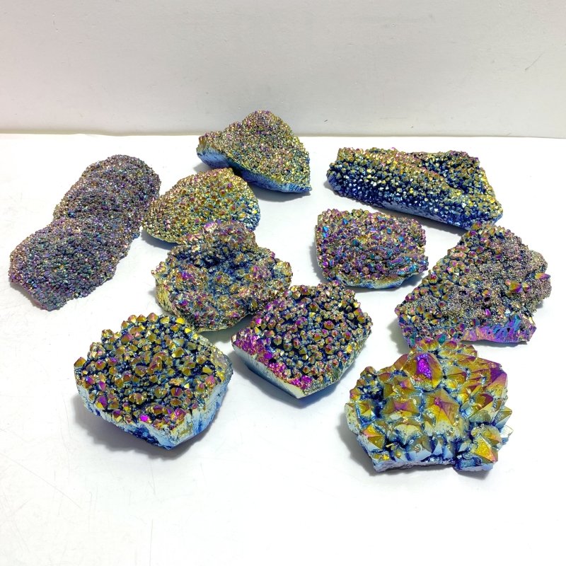 10 Pieces Aura Raw Clear Quartz Cluster Raw - Wholesale Crystals