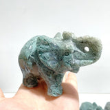 10 Pieces Beautiful Moss Agate Elephant Carving - Wholesale Crystals