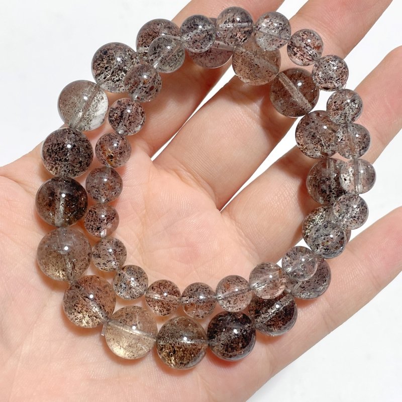 10 Pieces Black Mica Mixed Garden Quartz Bracelets - Wholesale Crystals