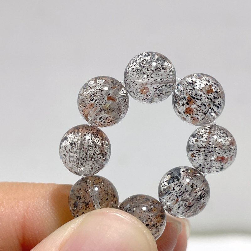 10 Pieces Black Mica Mixed Garden Quartz Bracelets - Wholesale Crystals