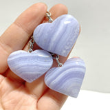 10 Pieces Blue Lace Agate Heart Keychain - Wholesale Crystals