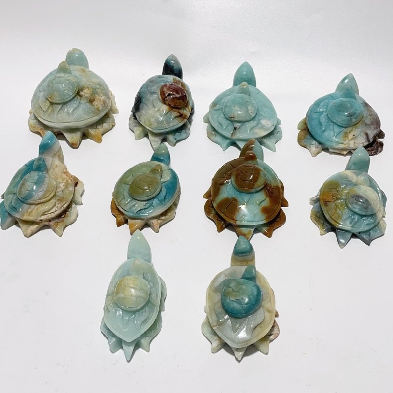 10 Pieces Caribbean Calcite Sea Turtle Mom And Son Carving - Wholesale Crystals