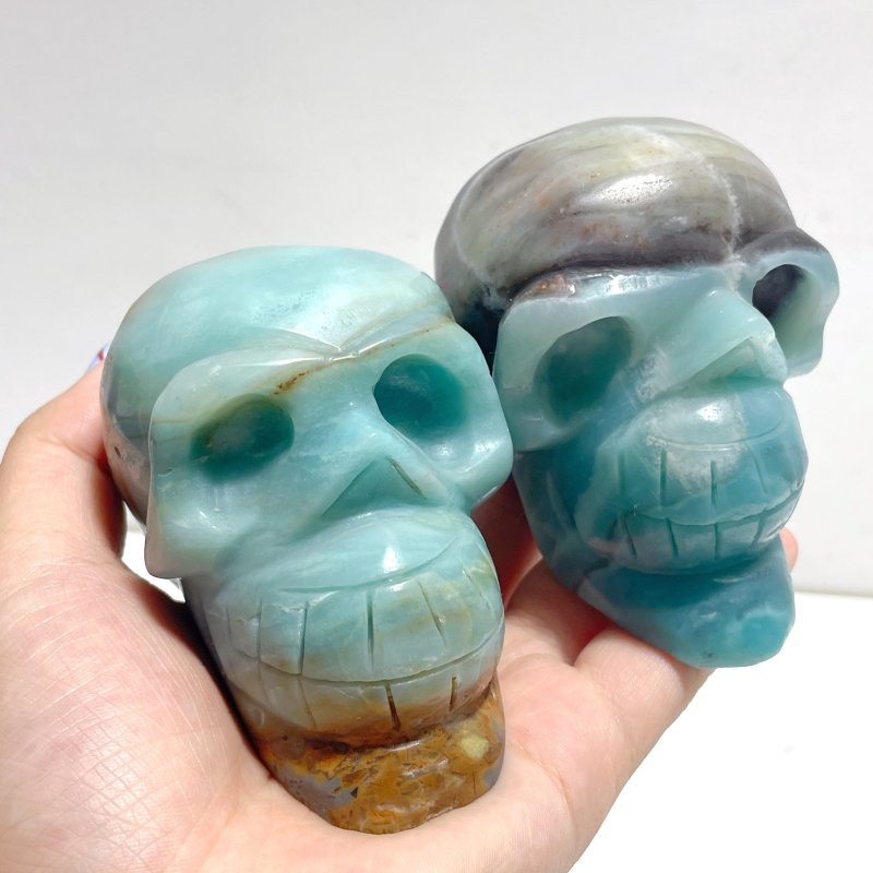 10 Pieces Caribbean Calcite Skull Carving - Wholesale Crystals