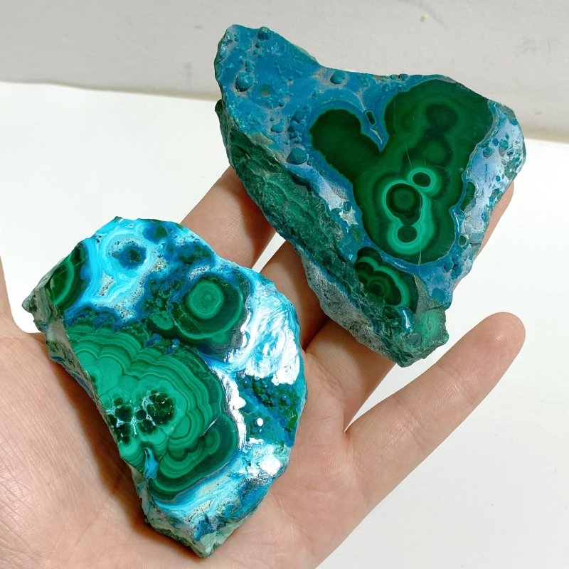 10 Pieces High Quality Beautiful Chrysocolla Mixed Malachite Slab Specimen 1 -Wholesale Crystals