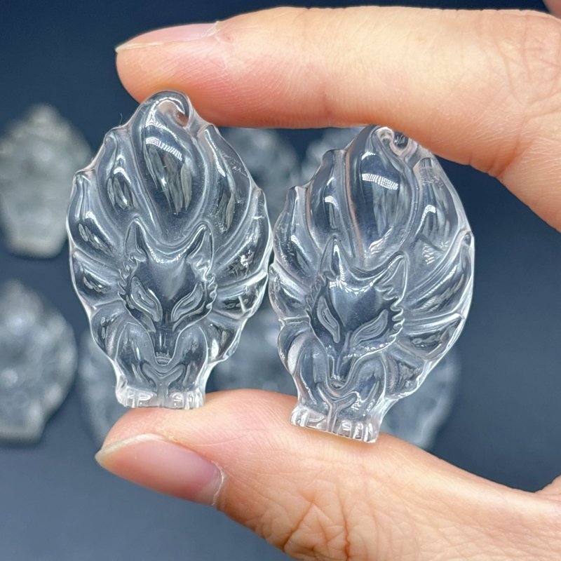 10 Pieces High Quality Clear Quartz Nine - tailed Foxes Carving - Wholesale Crystals