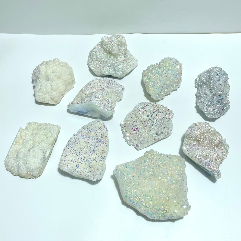 10 Pieces Large Aura Quartz Cluster Specimen - Wholesale Crystals