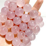 10 Pieces Large Beads 18mm Beautiful Rose Quartz Bracelets - Wholesale Crystals