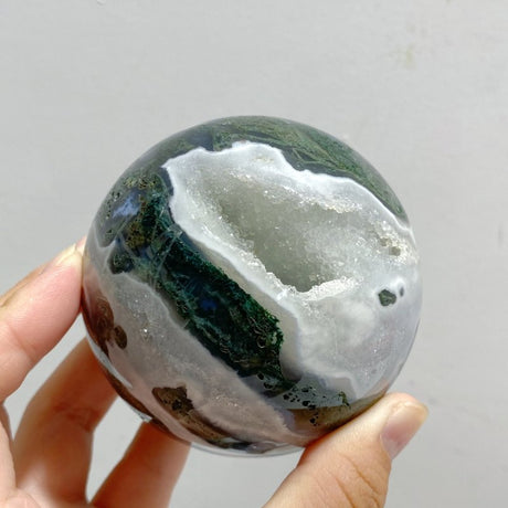 10 Pieces Large Geode Druzy Moss Agate Spheres -Wholesale Crystals