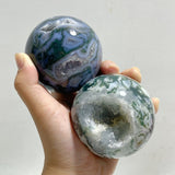 10 Pieces Large Geode Druzy Moss Agate Spheres -Wholesale Crystals
