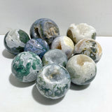 10 Pieces Large Geode Druzy Moss Agate Spheres -Wholesale Crystals