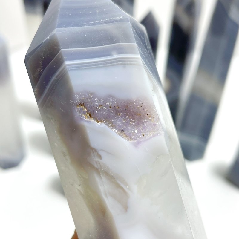 10 Pieces Large Geode Druzy Stripe Agate Mixed Quartz Tower - Wholesale Crystals