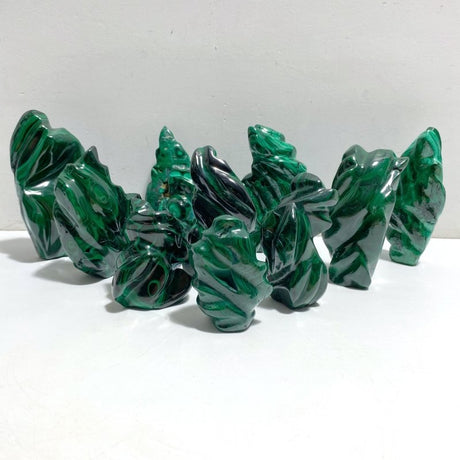 10 Pieces Malachite Flame Carving (Defect) -Wholesale Crystals