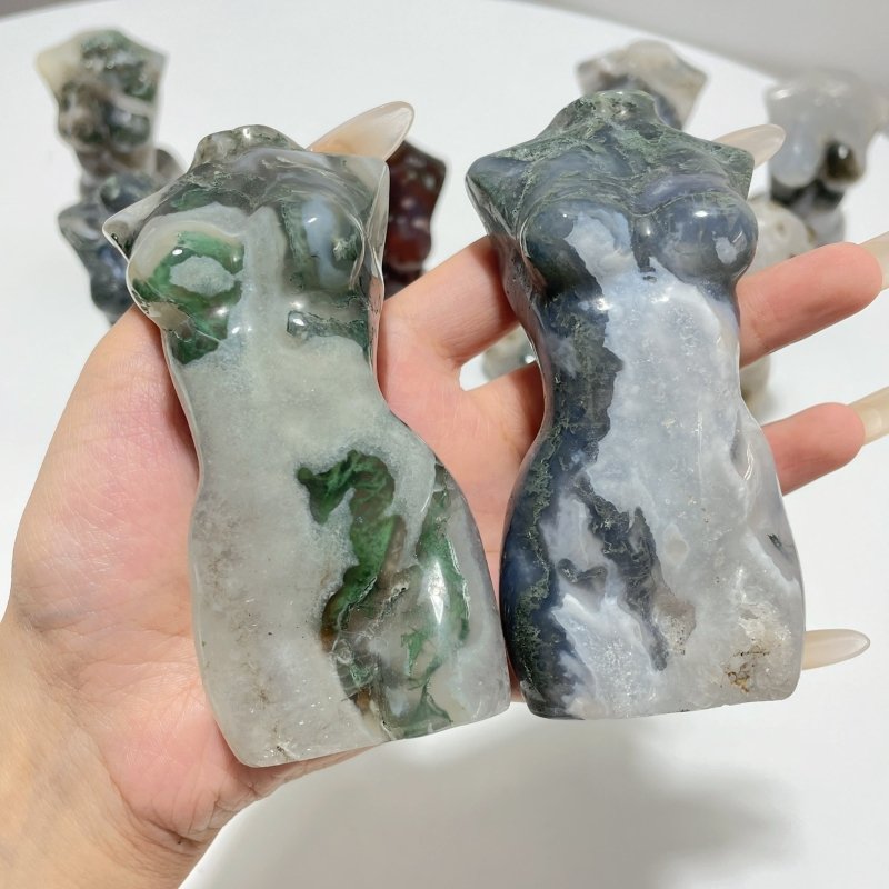 10 Pieces Moss Agate Goddess Carving - Wholesale Crystals