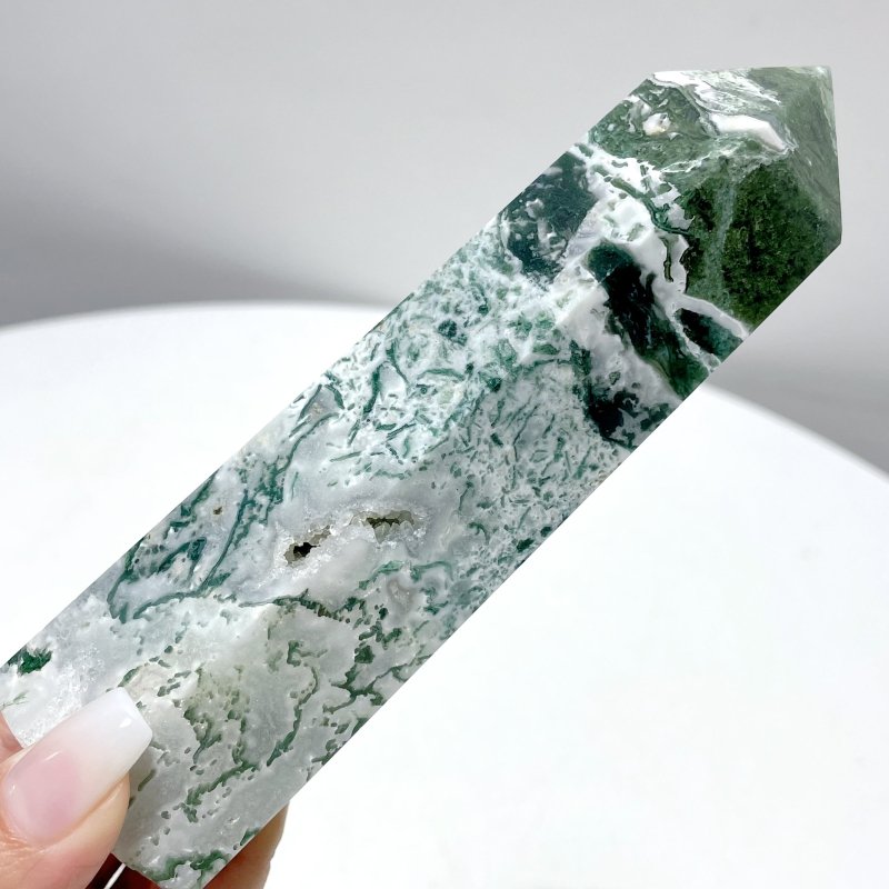 10 Pieces Moss Agate Tower Points Mixed Size Closeout(5.6 - 10.5in) - Wholesale Crystals