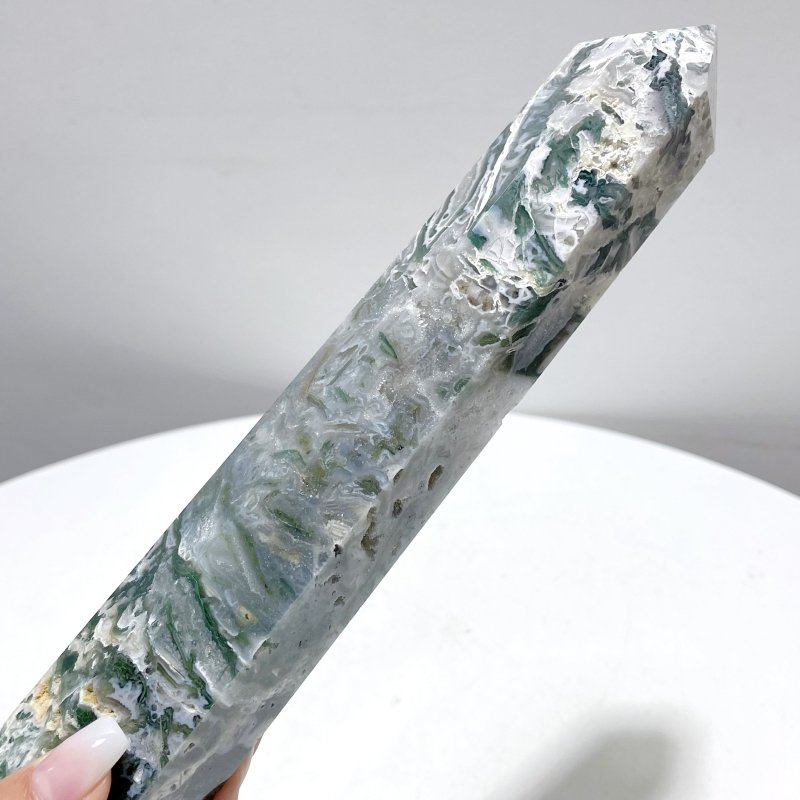 10 Pieces Moss Agate Tower Points Mixed Size Closeout(5.6 - 10.5in) - Wholesale Crystals