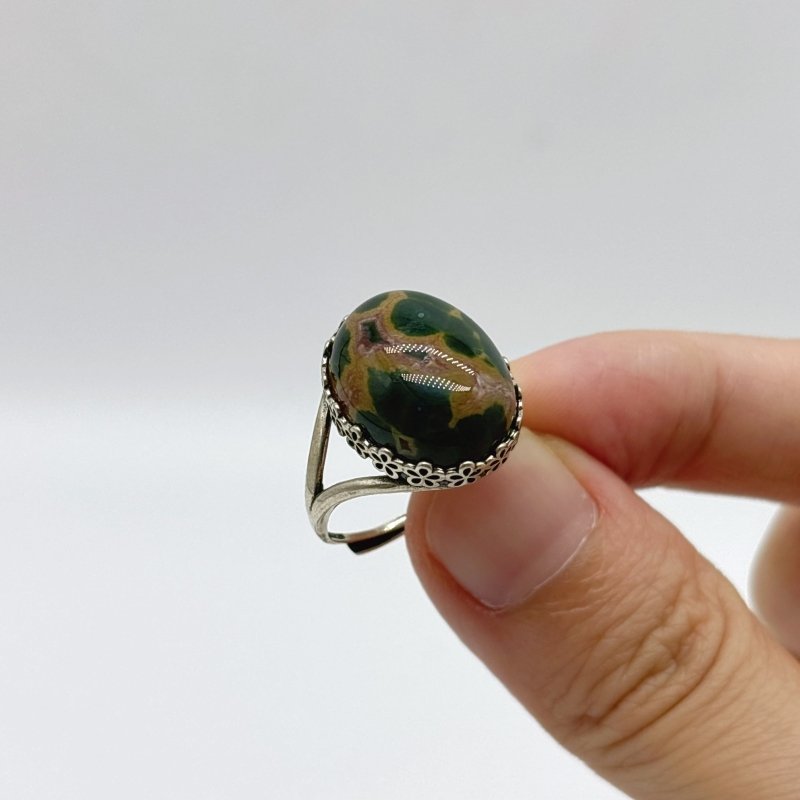 10 Pieces S925 Sterling Silver 8th Vein Ocean Jasper Ring With Different Styles - Wholesale Crystals